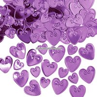 Bordskonfetti lila kärlekshjärtan - 14 g