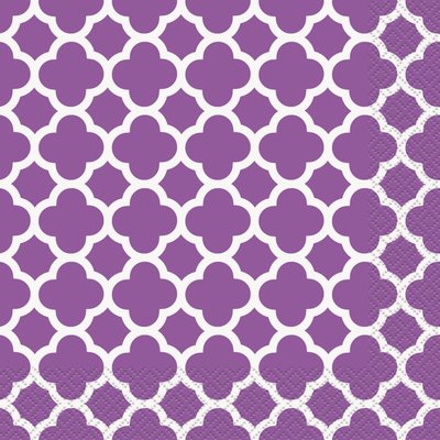 Quatrefoil servetter - Lila 16 st