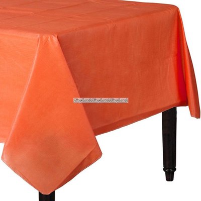 Orange bordsduk i vinyl med med baksida av flanell - 132 cm x 228 cm