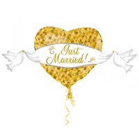 Folieballong - Just married Heart & Doves