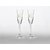 Champagneglas med vitt band och blommor - 2 st
