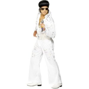 Elvis jumpsuit vit med juveler