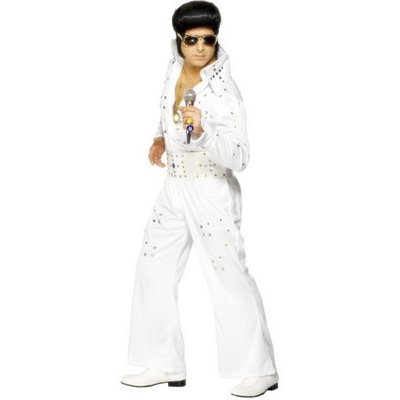 Elvis jumpsuit vit med juveler