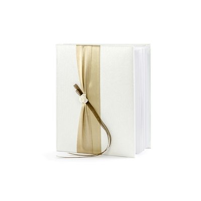 Gstbok med guldigt band och vita rosor - 45 sidor
