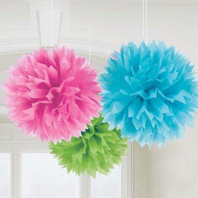 Flerfrgade pom poms - 40cm - 3 st