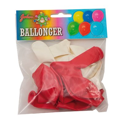 Rda och vita ballonger 10-pack