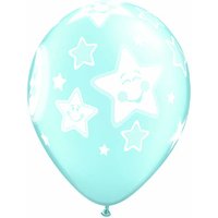 Baby måne och stjärnor ljusblå pearl ballonger - 28 cm latex - 25 st Baby måne och stjärnor ljusblå pearl ballonger - 28 cm latex - 25 st