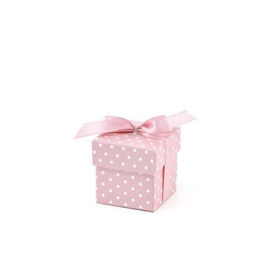 Prickiga presentboxar med rosa rosett - 10 st