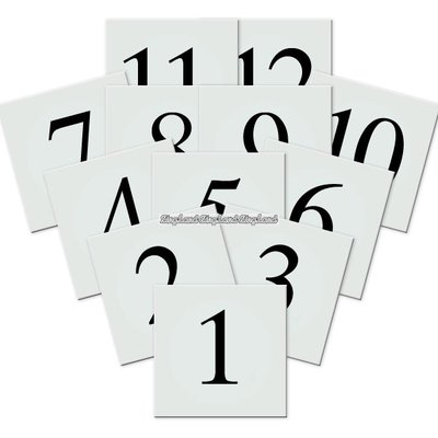 Bordsnumrering kvadratisk 1-12 - 12 st