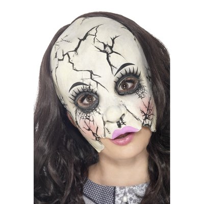 Damaged Doll Mask Multi-Coloured Chinless Latex