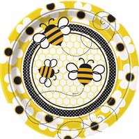 Papperstallrikar - Busy bees 25cm 8 st