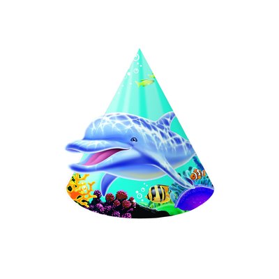 Ocean Party - konformade partyhattar i papper - 8 st