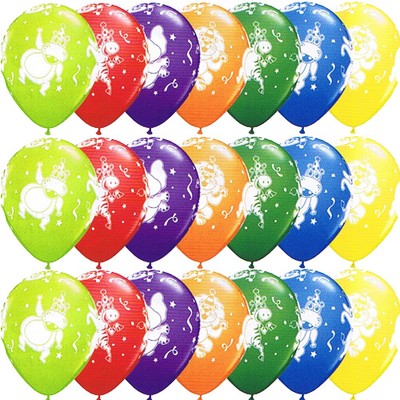 Ballonger med festande djur - 28 cm latex - 25 st