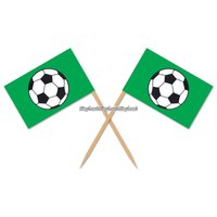 Flaggor med fotbollar - tårtdekoration 50 st Flaggor med fotbollar - tårtdekoration 50 st