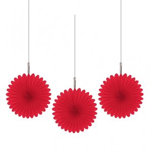 Röda hängande solfjäder dekorationer - 15.2cm - 5 st