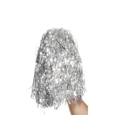 Extra stor metallisk pompom silver