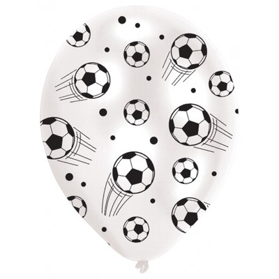 Ballonger med fotbollstryck - 28 cm latex - 6 st