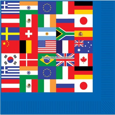 Pappersservetter internationella flaggor 2-lagers - 16 st