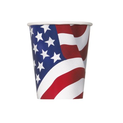 Pappersmuggar med USA:s flagga - 27 cl 8 st