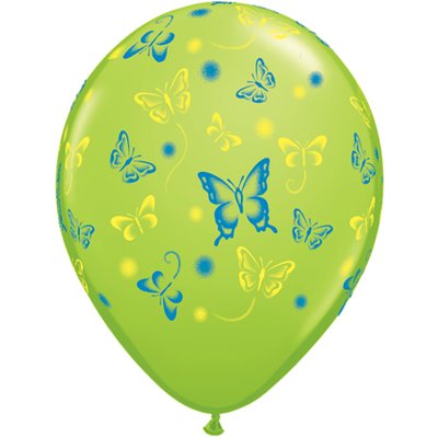 Ballonger med fjrilar - 28 cm latex - 25 st