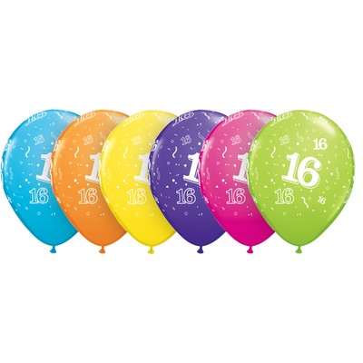 16-rs fdelsedagsballonger - blandade frger - 28 cm latex - 6 st