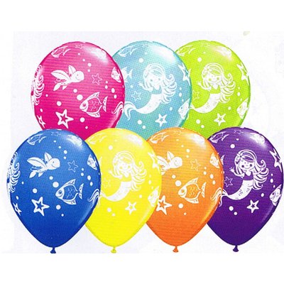 Blandade ballonger med sjjungfru - 28 cm latex - 25 st