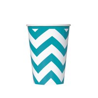 Turkosa chevron pappersmuggar - 35 cl 6 st