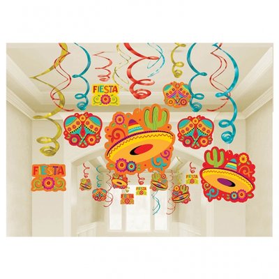 Fiesta Party hngande virvlar dekoration storpack - 30 st
