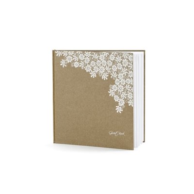 Gstbok - Naturpapper med vit blommnster 22 sidor