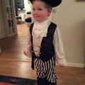 Torsten, 3 år, jätteglad och stolt pirat efter det han packat upp sin julklapp, julafton 2014