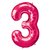 Nummer 3 rosa folieballong - 86 cm