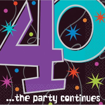Pappersservetter till 40-års dagen - The party continues 2-lagers - 16 st