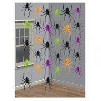 Halloween spindlar hängande dekoration på snöre - 6 st