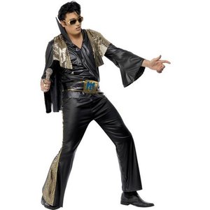 Elvis maskeraddräkt svart och guld