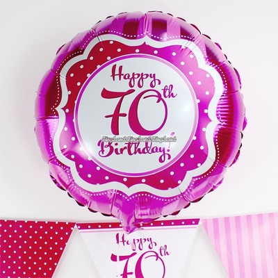Perfectly pink - rund rosa folieballong till 70-�rsdagen - 46 cm
