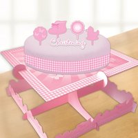 Rosa tårtdekorationssats för barndopet