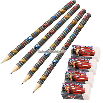 Disney bilar neon - pennor & suddgummin - 4 st