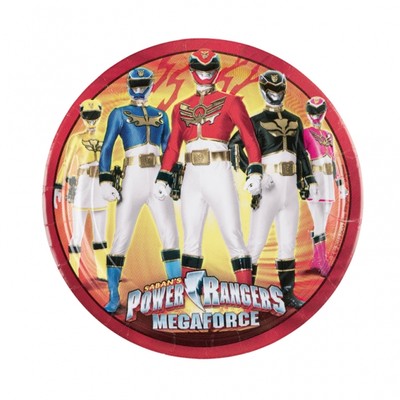 Power Rangers runda papperstallrikar-23 cm - 8 st