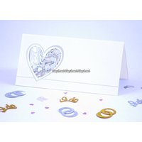 Hjärta med konfetti placeringskort - 12 st