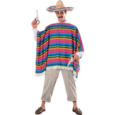Mexikansk poncho och sombrerohatt drkt