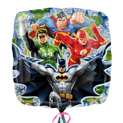 Justice League Superheroes kvadratisk folieballong - 46 cm