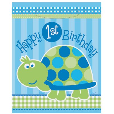 Sköldpadda 1-års födelsedag - Kalaspåsar i plast