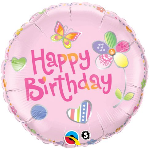 Happy Birthday folieballong girlang rosa