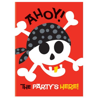 Pirat party inbjudningskort - 8 st