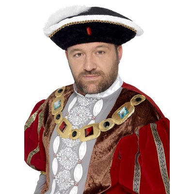 Henry VIII Hatt - Svat & Vit