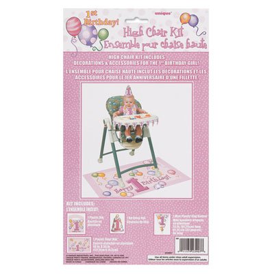 Frsta fdelsedagen rosa barnstol dekorations kit