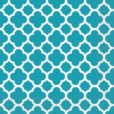 Quatrefoil servetter - Turkos 16 st
