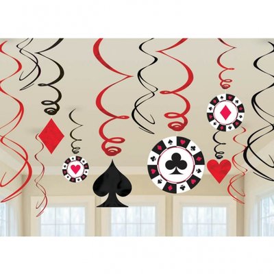 Casino hngande virvlar dekoration - 60 cm - 12 st