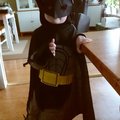 Jättenöjd. Bra pris på en fin dräkt. Sonen blev jätte glad och förvandlades till batman på en gång. Batmandräkt för barn