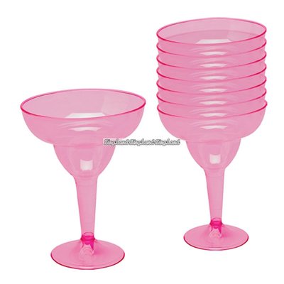 Rosa margaritaglas i plast 295 ml - 20 st